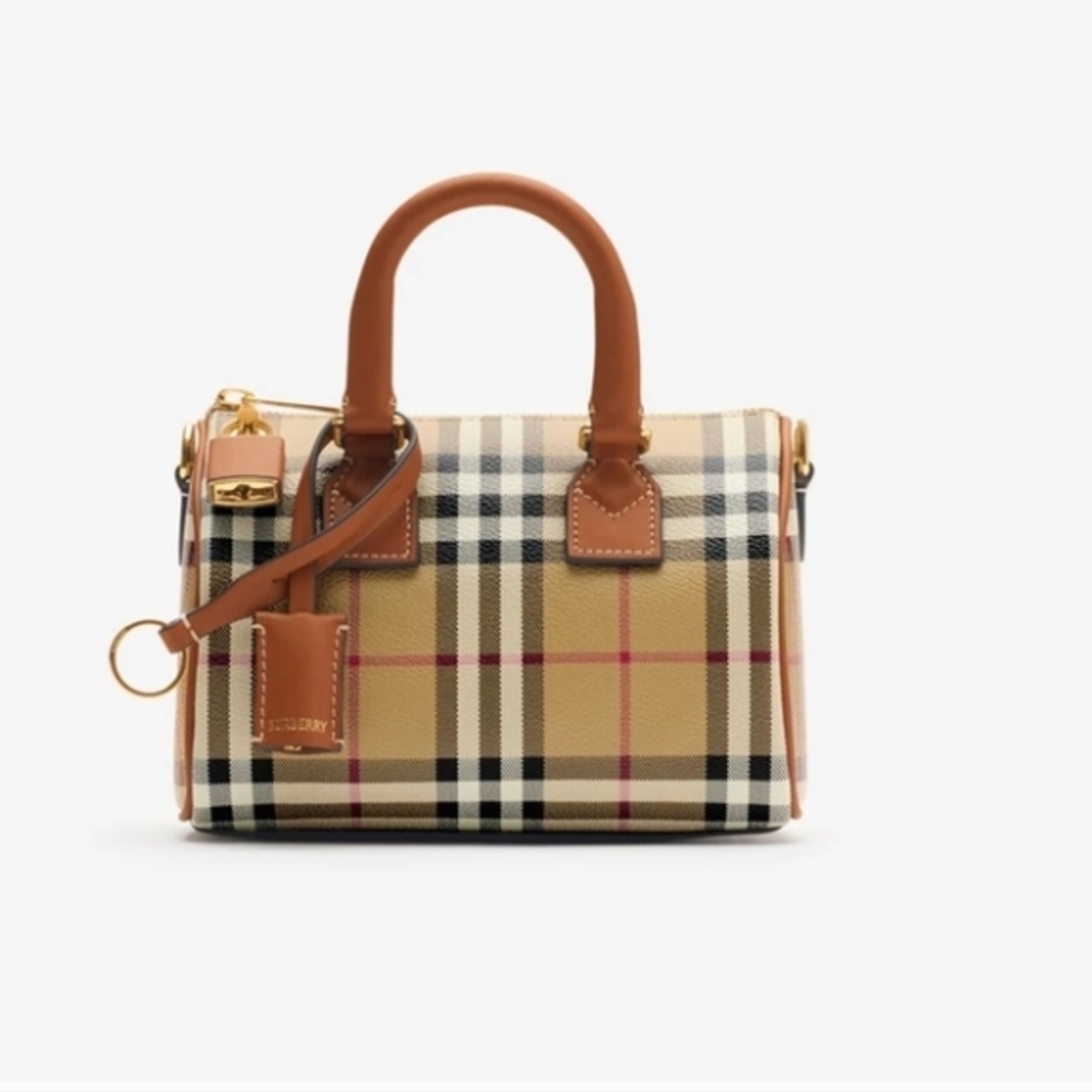Burberry Mini Check Bowling Bag with Structured Elegance